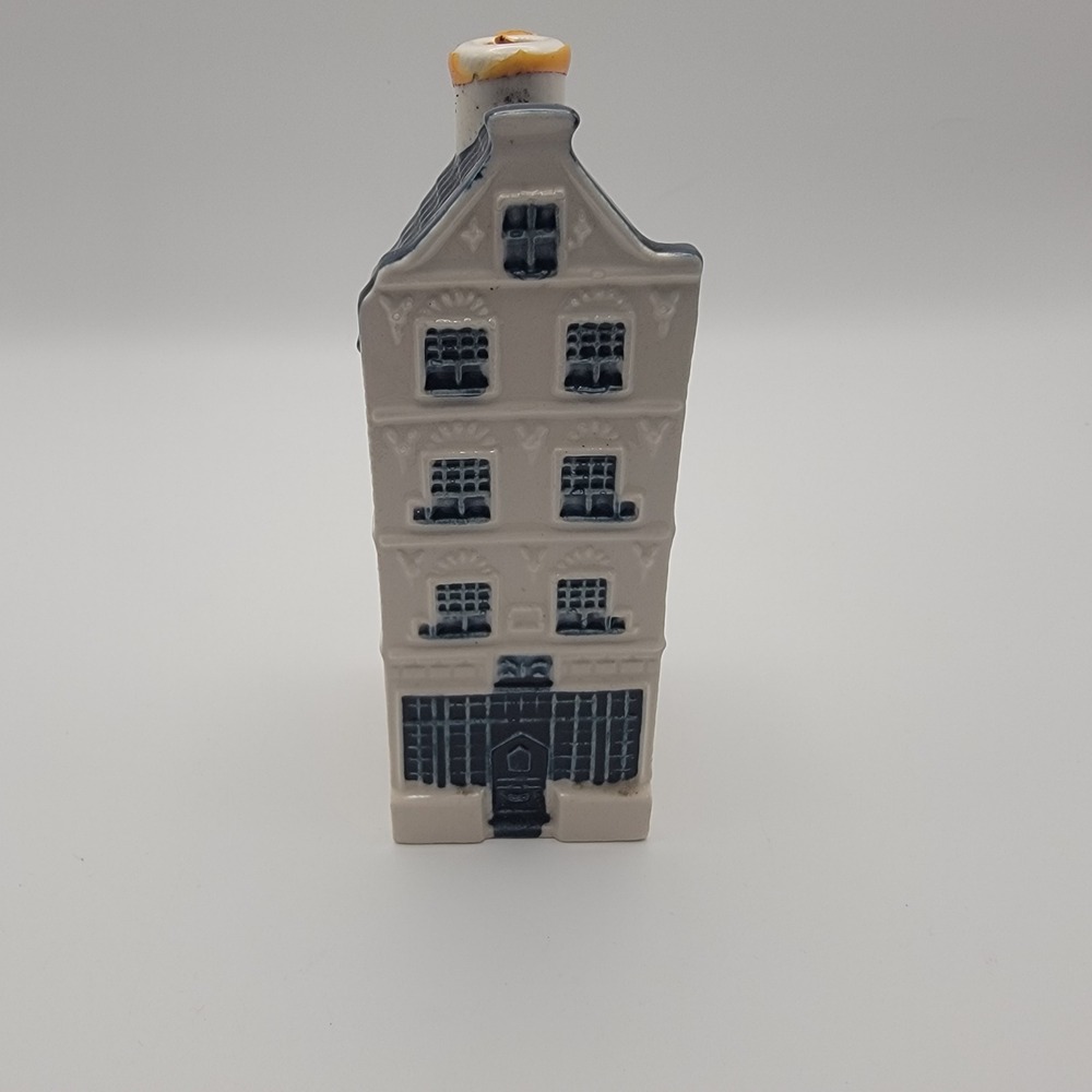 KLM Bols Blue Delft Dutch House 28 Bottle Decanter Holland Miniature Empty